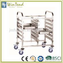 Flat-packing tray mobile steel bakery trolley for commercial purpose
